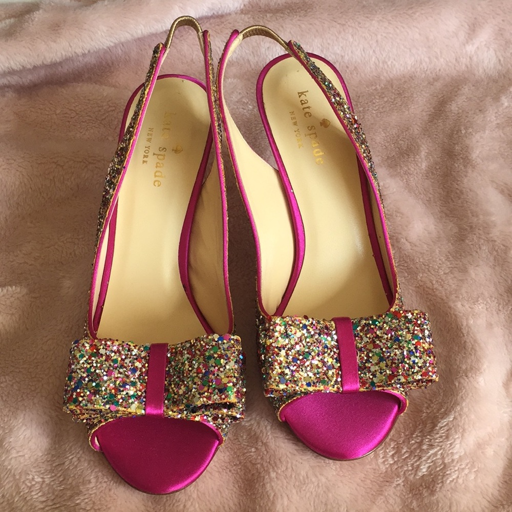 Kate Spade Charm Multi Sparkle Heels 6 M